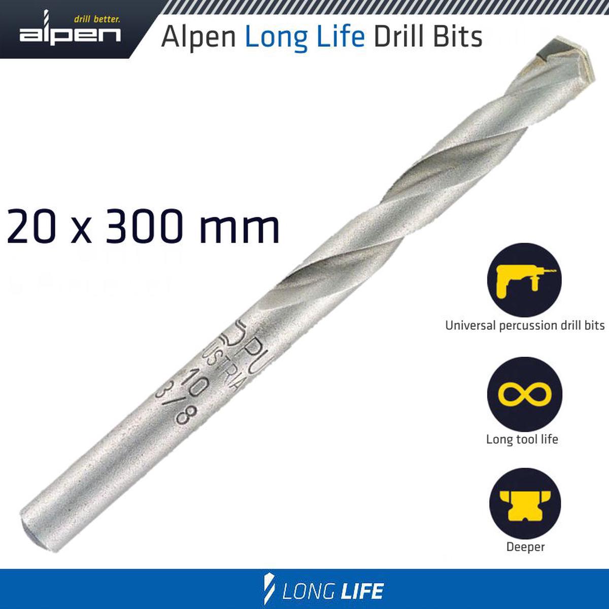 ALPEN MASONRY DRILL BIT LONG LIFE 20 X 300MM ALP32720