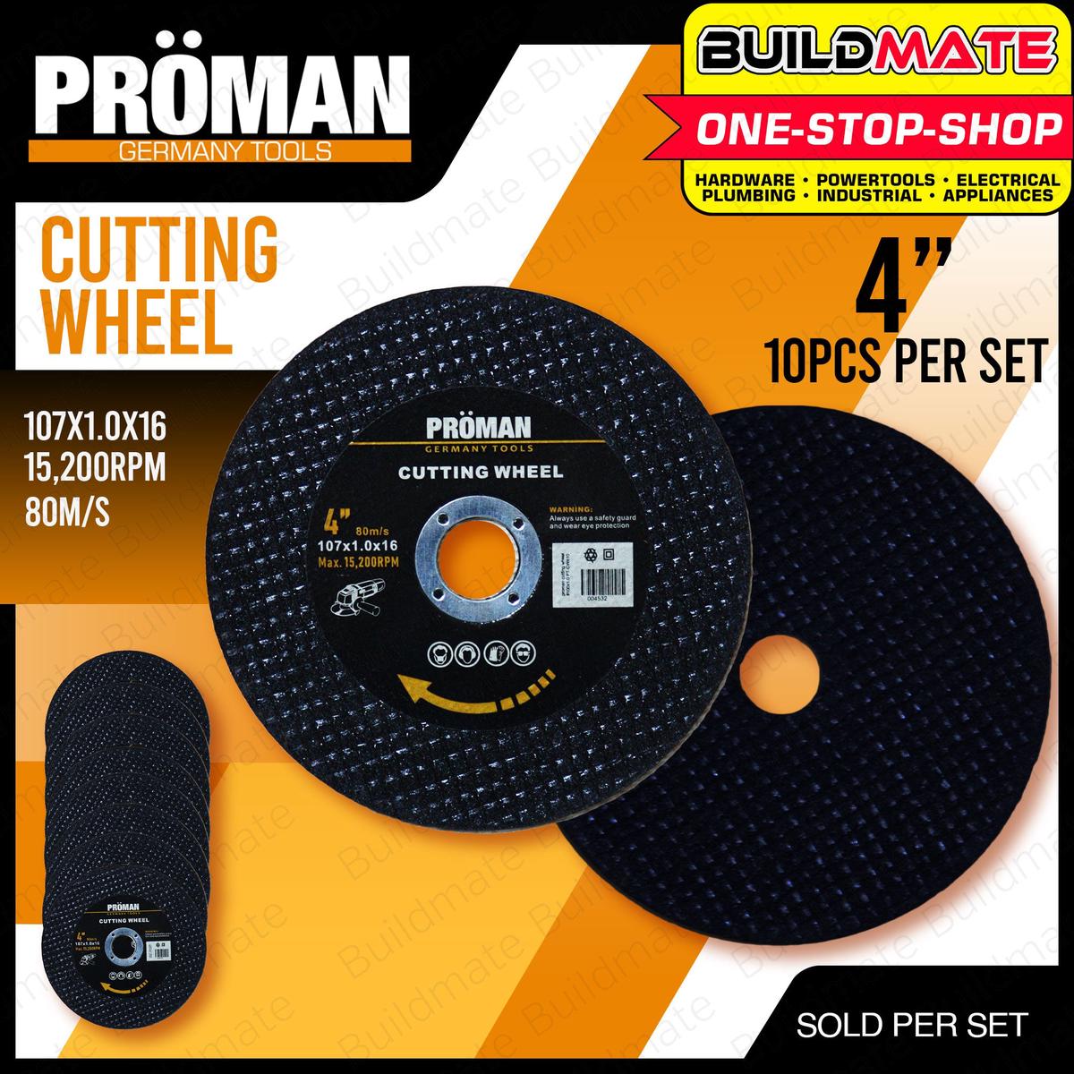 [10PCS] PROMAN GERMANY Cutting Disc Wheel 4"#100 x 1.0 PT-CW410 BUILDMATE