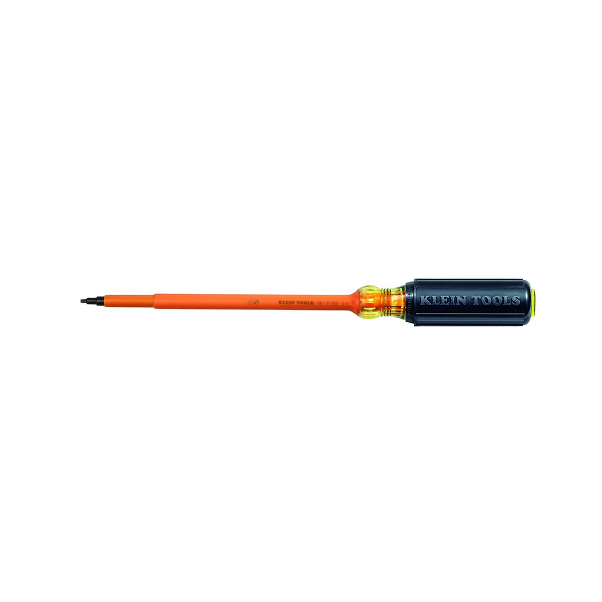 Klein Tools, 661-7-INS, Insulated Screwdriver, #1 Square Recess Tip; 7-Inch Shank; IEC 60900, ASTM F1505, 1000V Rated