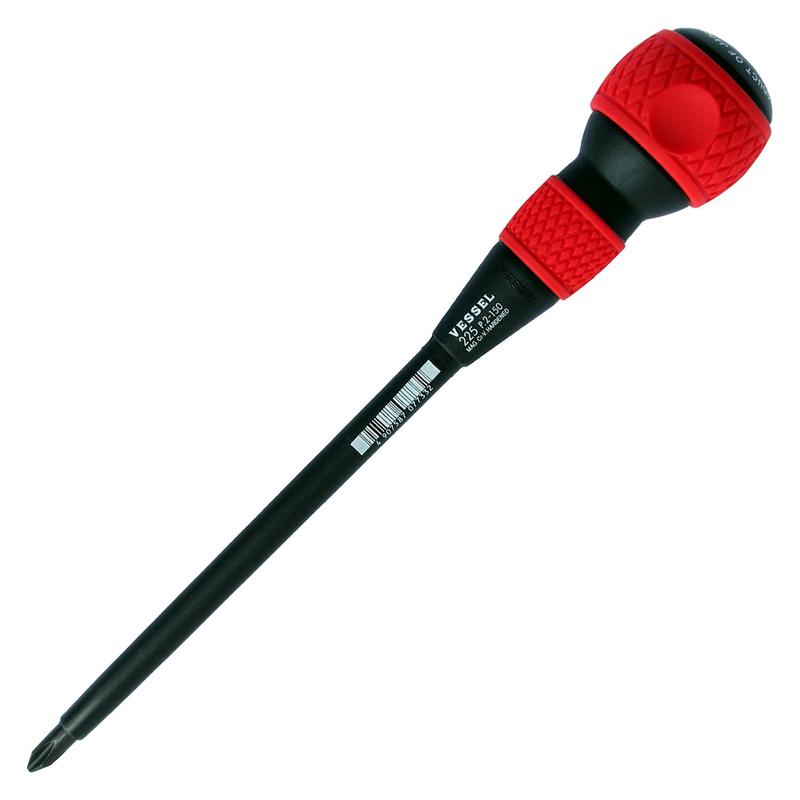 Vessel 225P2100 Ball Grip Screwdriver with Covered Shank No.225 Ph2x100