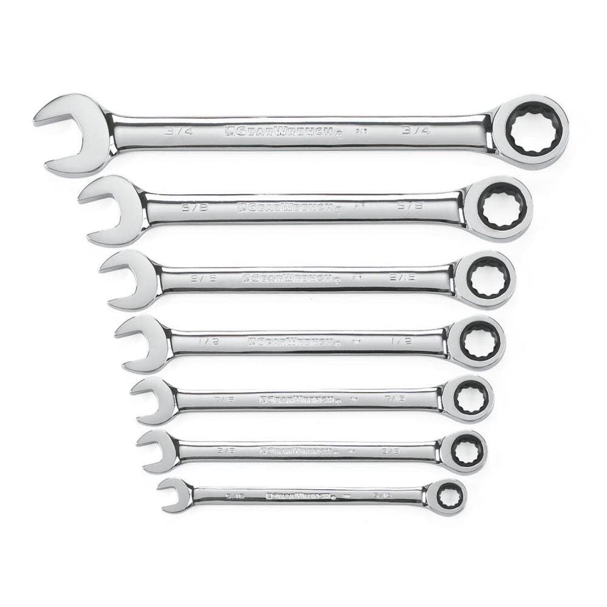 GEARWRENCH Ratcheting Wrench Set 7 pc. SAE Combination