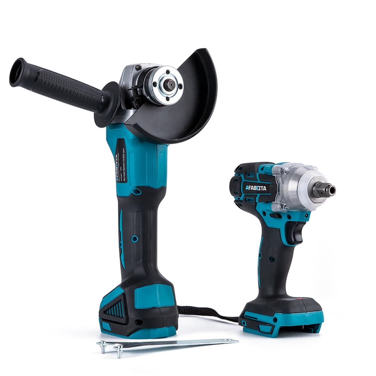 1/2 Brushless Cordless Impact Wrench  Angle Grinder Combination Compatible With 1830, 1840... For Household Diy Without Battery