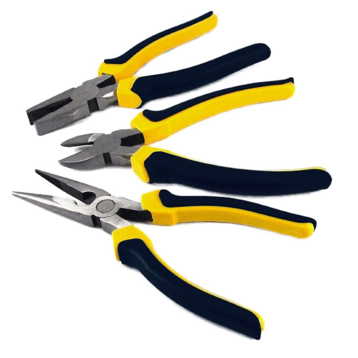 3 Pack Heavy Duty 8" 200Mm Plier Set - Combination , Long Nose , Side Cutters
