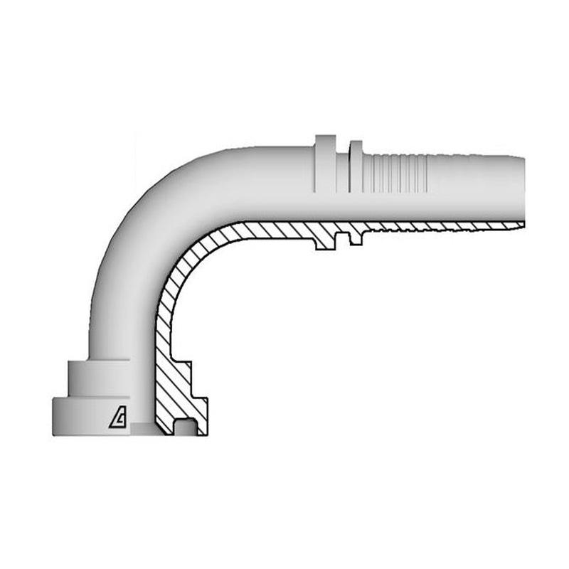 A-1012-C619 Alfagomma by Kuriyama | A Series | Two-Piece Hydraulic Hose Fitting | SAE J518 | 90 Elbow | -10 Hose ID x -12 Code 61 Flange | Steel