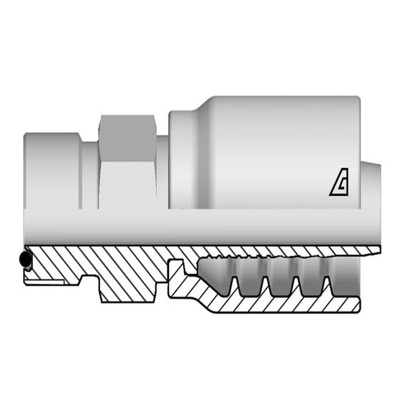 B-0406-MOFS Alfagomma by Kuriyama | B Series | One-Piece AlfaCrimp Hydraulic Hose Fitting | -04 Hose ID x -06 Male O-Ring Face Seal | Steel