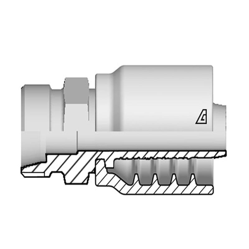 B-0616-MMSL Alfagomma by Kuriyama | B Series | One-Piece AlfaCrimp Hydraulic Hose Fitting | DIN 3853 Light | -06 Hose ID x 16mm Male Metric 24 Seat | Steel