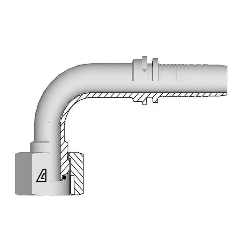 A-0404-FBO9 Alfagomma by Kuriyama | A Series | Two-Piece Hydraulic Hose Fitting | 90 Elbow | -04 Hose ID x -04 Female BSPP O-Ring Swivel 60 Cone | Steel | Pack of 5