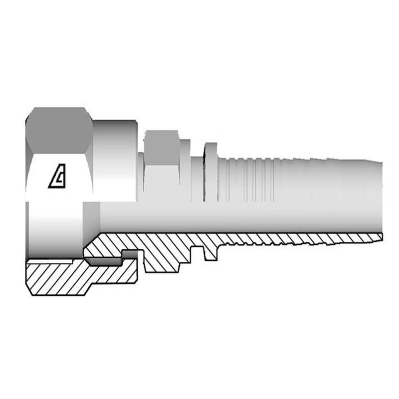 A-0404-FJDH Alfagomma by Kuriyama | A Series | Two-Piece Hydraulic Hose Fitting | Double Hex | -04 Hose ID x -04 Female JIC 37 | Steel | Pack of 5