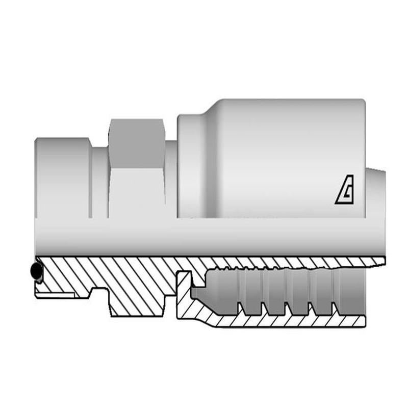 D-1620-MOFS Alfagomma by Kuriyama | D Series | One-Piece AlfaCrimp Hydraulic Hose Fitting | -16 Hose ID x -20 Male O-Ring Face Seal | Steel
