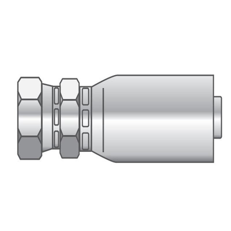 P-0606-FJDH Alfagomma Piranhaflex by Kuriyama | P Series | One-Piece Hydraulic Hose Fitting | -06 Hose ID x -06 Female JIC 37 | Carbon Steel | Pack of 5