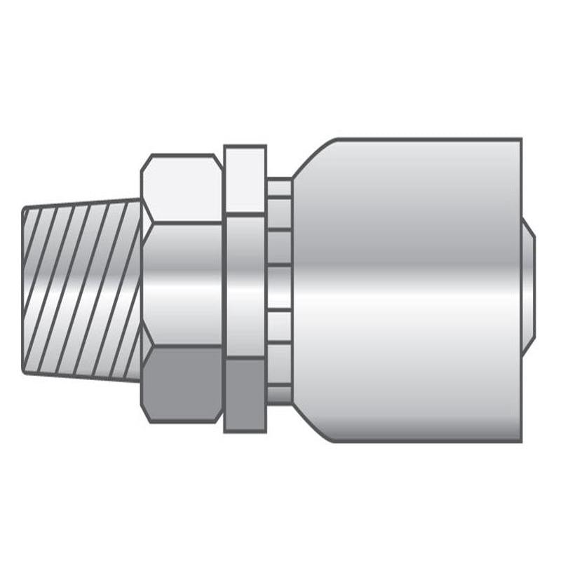 P-0404-MNPT-SS Alfagomma Piranhaflex by Kuriyama | P Series | One-Piece Hydraulic Hose Fitting | -04 Hose ID x -04 Male NPTF Solid 60 Seat | Stainless Steel