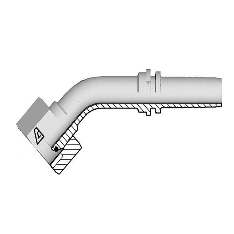 A-0302-FBP4 Alfagomma by Kuriyama | A Series | Two-Piece Hydraulic Hose Fitting | 45 Elbow | -03 Hose ID x -02 Female BSPP O-Ring Swivel 60 Cone | Steel