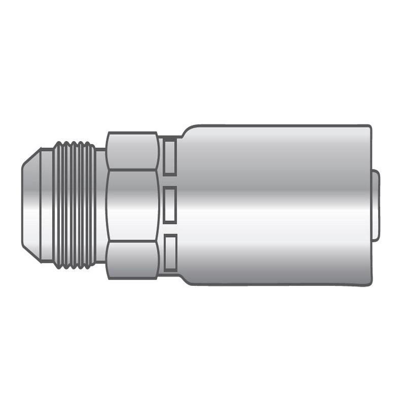 P-0808-MJIC Alfagomma Piranhaflex by Kuriyama | P Series | One-Piece Hydraulic Hose Fitting | -08 Hose ID x -08 Male JIC 37 Solid | Carbon Steel | Pack of 5