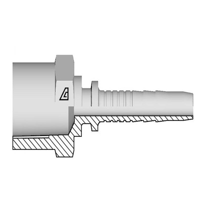 A-0404-FGRT Alfagomma by Kuriyama | A Series | Two-Piece Hydraulic Hose Fitting | -04 Hose ID x -02 Grease Fitting | Steel