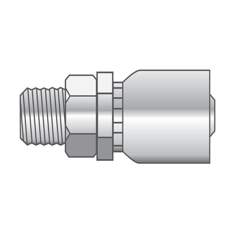 P-0504-MNPT Alfagomma Piranhaflex by Kuriyama | P Series | One-Piece Hydraulic Hose Fitting | -05 Hose ID x -04 Male NPTF Solid 60 Seat | Carbon Steel | Pack of 5