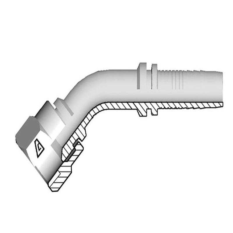 A-0404-FJ45 Alfagomma by Kuriyama | A Series | Two-Piece Hydraulic Hose Fitting | 45 Elbow | -04 Hose ID x -04 Female JIC 37 Swivel | Steel | Pack of 5