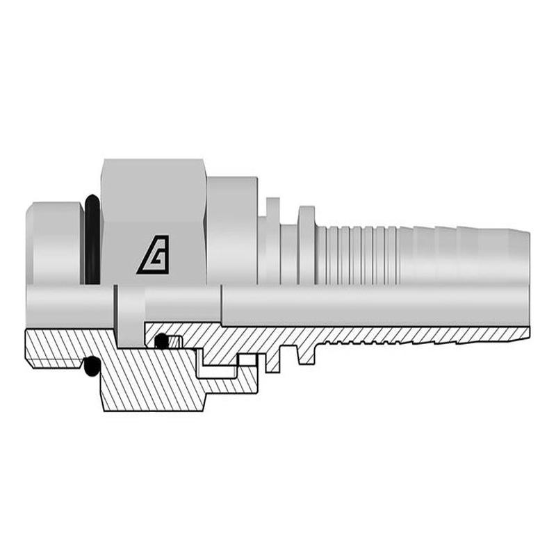 A-0405-MOBS Alfagomma by Kuriyama | A Series | Two-Piece Hydraulic Hose Fitting | -04 Hose ID x -05 Male SAE O-Ring Boss Swivel | Steel