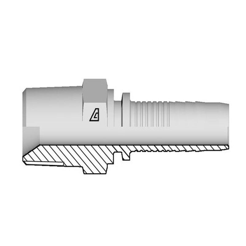 A-0404-MBPT Alfagomma by Kuriyama | A Series | Two-Piece Hydraulic Hose Fitting | -04 Hose ID x -04 Male BSPT / JIS | Steel